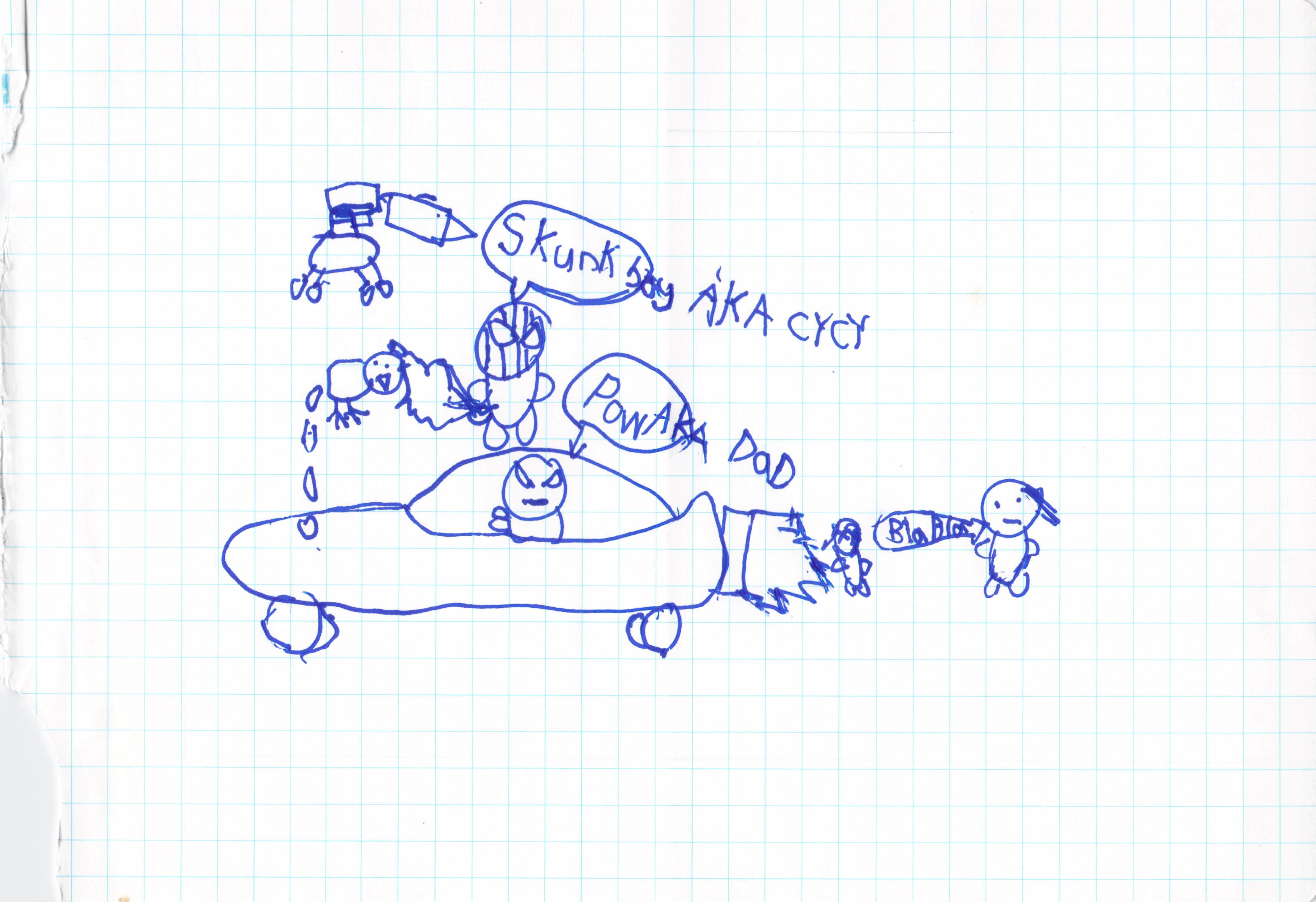 Skunk Boy AKA Cycy — pen drawing on graph paper by Cyrus